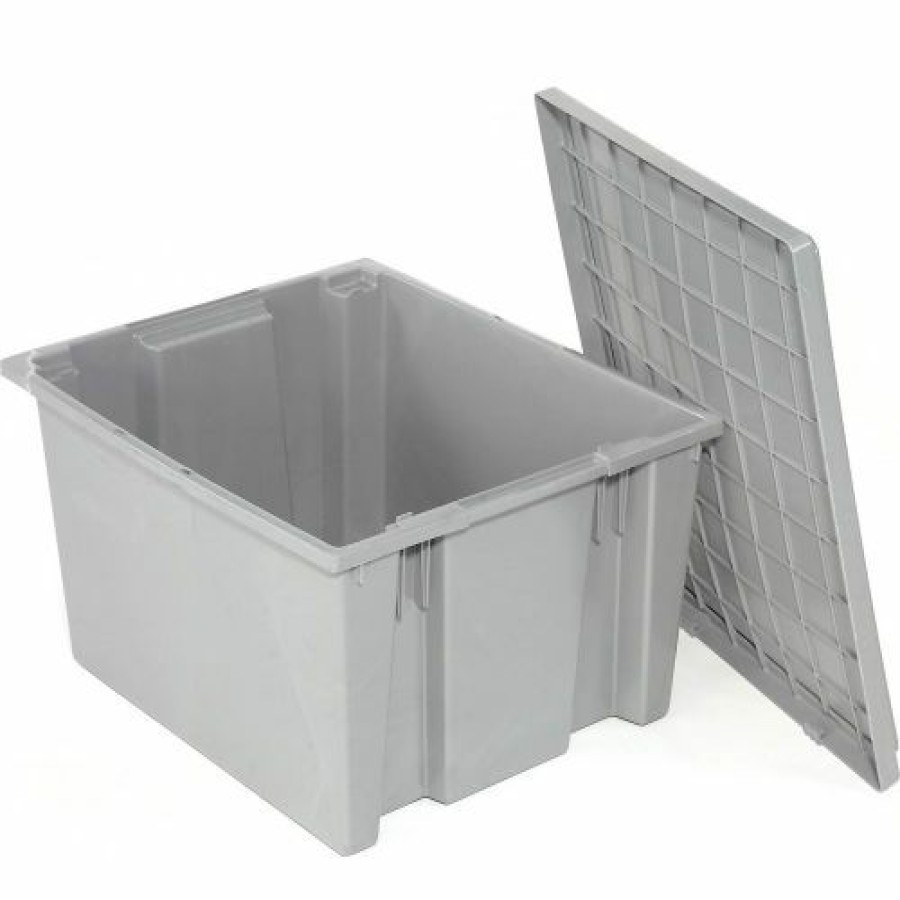 Containers & Organizers * | Akro-Mils Nest & Stack Tote 35225 23-1/2"L X 19-1/2"W X 10"H, Gray Pkg Qty 3