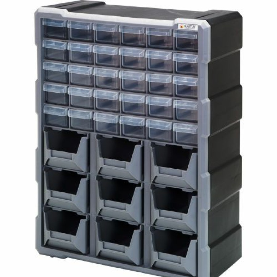 Containers & Organizers * | Quantum Storage Systems Quantum Plastic Drawer Cabinet Pdc-930Bk 39 Drawers 6-1/4"W X 15"D X 18-3/4"H