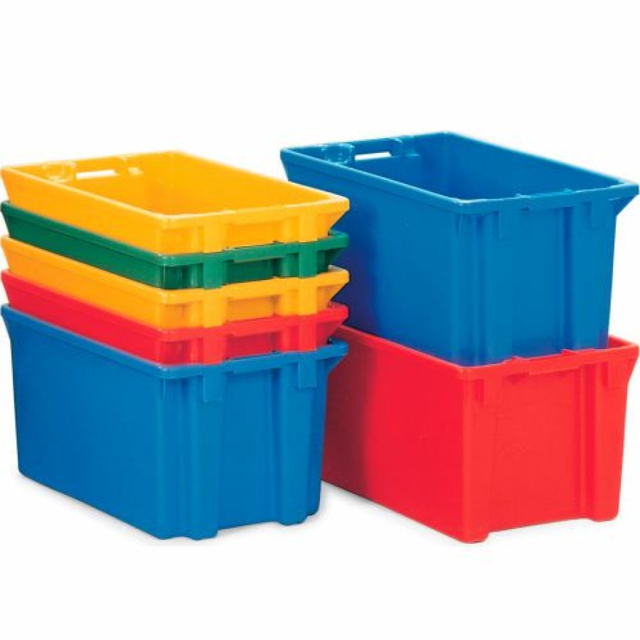 Containers & Organizers * | Ssi Schaefer Schaefer Stack & Nest Tote Fb601 23"L X 15"W X 8"H Closed Handles Red Pkg Qty 15