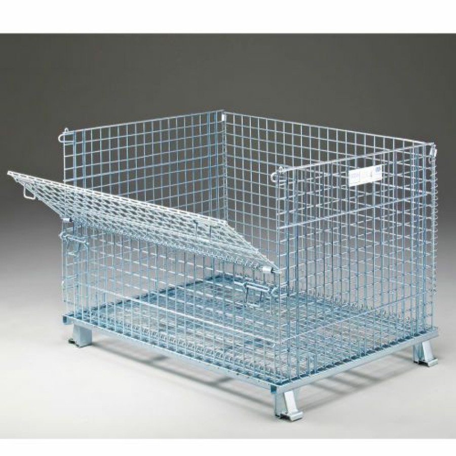 Containers & Organizers * | Nashville Wire Products Folding Wire Container Gc404830S4 48X40X36-1/2 3000-4000 Lb Cap.Drop Gate 48" Side