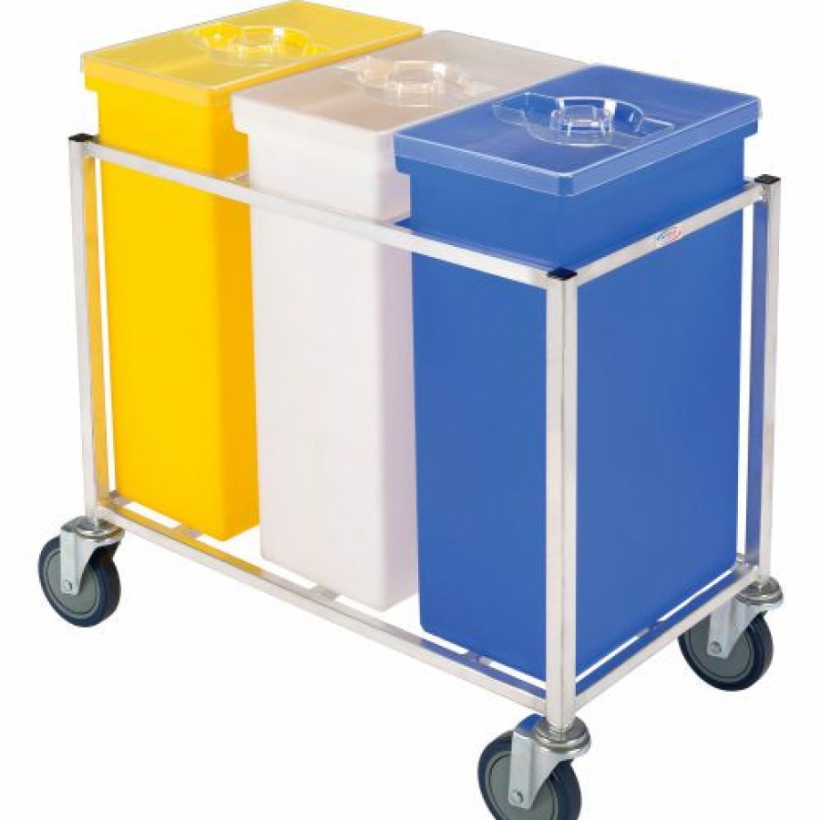 Containers & Organizers * | Winholt 148Pib-Triple Ingredient Bin Cart, Aluminum Cart W/3 Polyethylene Bins