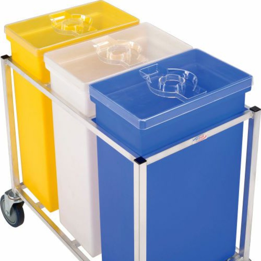 Containers & Organizers * | Winholt 148Pib-Triple Ingredient Bin Cart, Aluminum Cart W/3 Polyethylene Bins