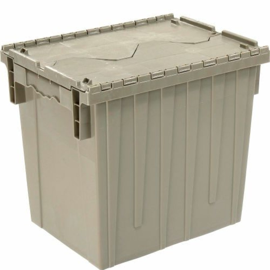 Containers & Organizers * | Global Industrial Plastic Attached Lid Shipping & Storage Container Dc1813-15 18X13X15 Gray