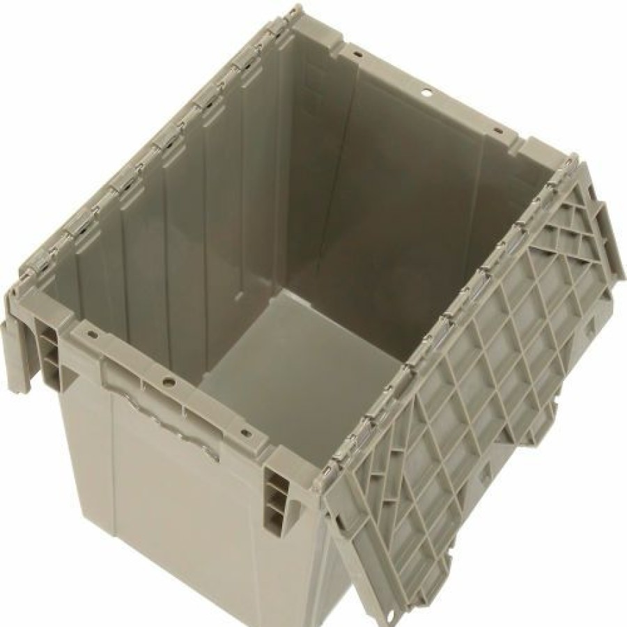 Containers & Organizers * | Global Industrial Plastic Attached Lid Shipping & Storage Container Dc1813-15 18X13X15 Gray