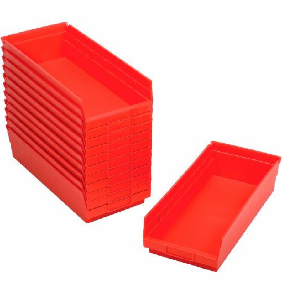 Containers & Organizers * | Global Industrial Plastic Nesting Storage Shelf Bin 8-3/8"W X 17-7/8"D X 4"H Red Pkg Qty 12