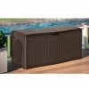 Containers & Organizers * | Suncast Bmdb60 Resin Wicker Outdoor Storage Deck Box 60 Gallon 26-3/4"L X 27-1/2"W X 26-1/4"H Java