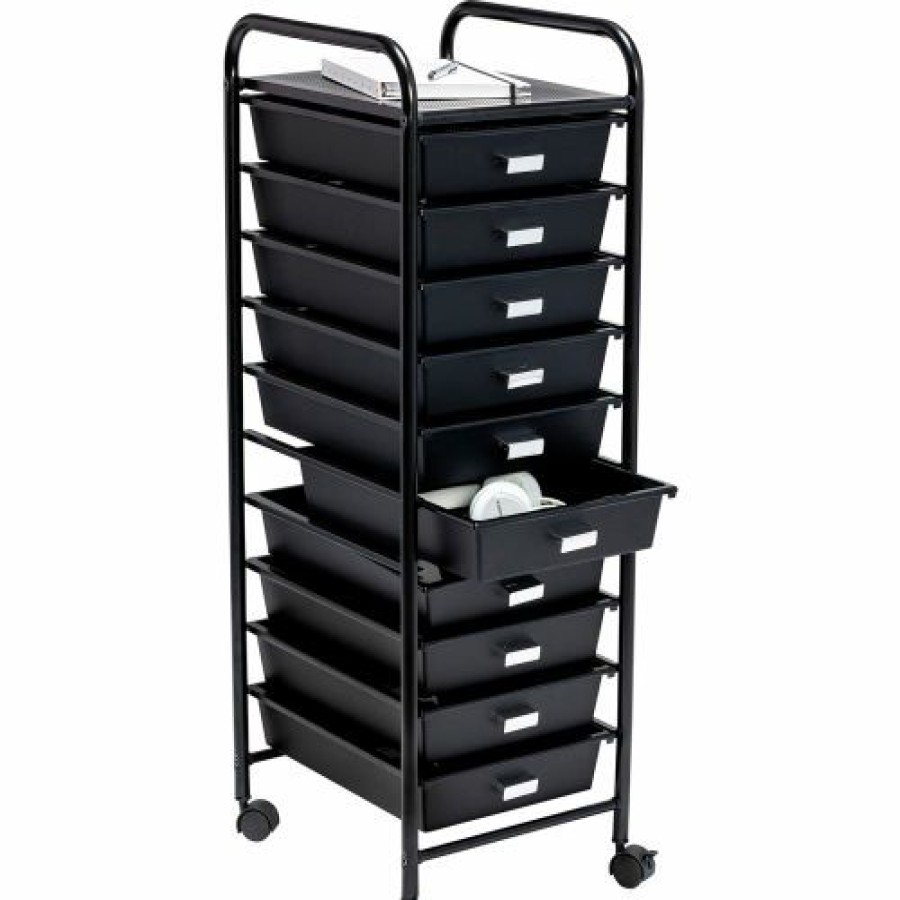 Containers & Organizers * | Honey-Can-Do 10-Drawer Rolling Cart 11"L X 15"W X 35"H Black