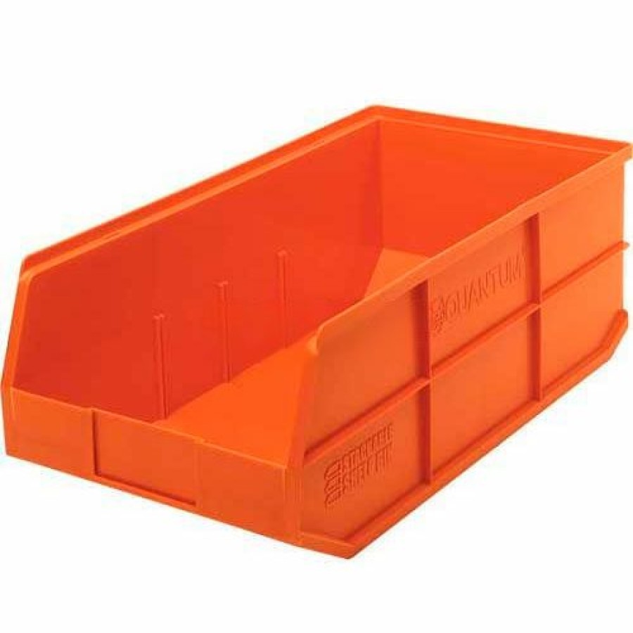 Containers & Organizers * | Quantum Storage Systems Quantum Plastic Stackable Shelf Bin Ssb485 11"W X 20-1/2"D X 7"H, Orange Pkg Qty 6