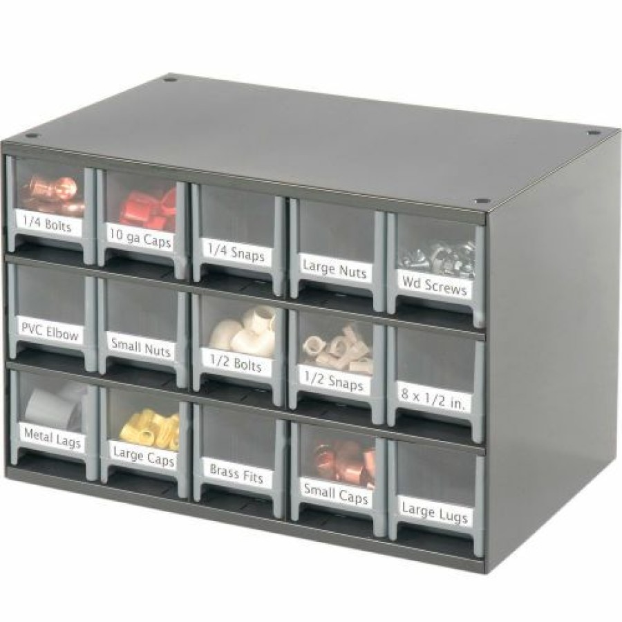 Containers & Organizers * | Akro-Mils Steel Small Parts Storage Cabinet 19715 17"W X 11"D X 11"H W/ 15 Gray Drawers