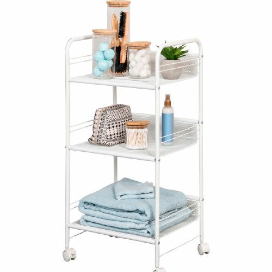 Containers & Organizers * | Honey-Can-Do 3-Tier Mesh Cart 18"L X 13"W X 34-1/2"H White