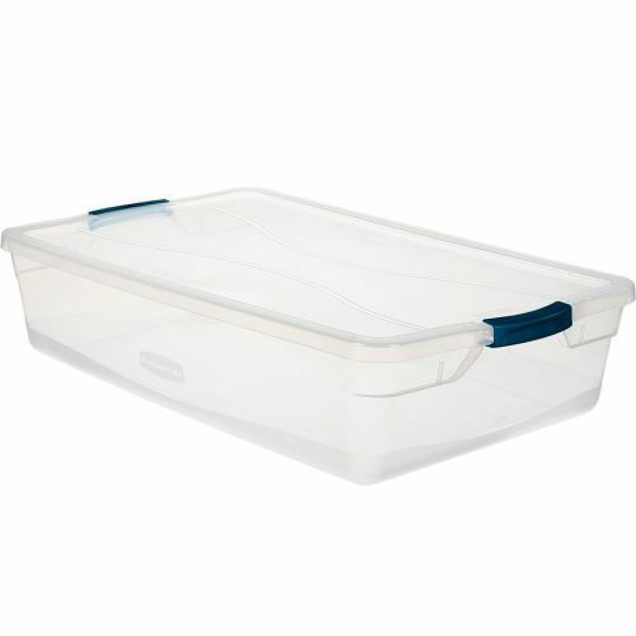 Containers & Organizers * | Rubbermaid Cleverstore Clear Latching Storage Tote W/Lid 41 Quart 29"Lx17-3/4"Wx6-1/8"H Pkg Qty 6