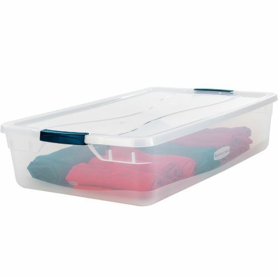 Containers & Organizers * | Rubbermaid Cleverstore Clear Latching Storage Tote W/Lid 41 Quart 29"Lx17-3/4"Wx6-1/8"H Pkg Qty 6