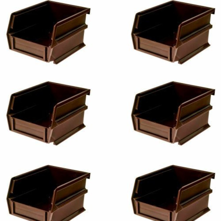 Containers & Organizers * | Locbin 4-1/8"L X 5-3/8"W X 3"H Brown Stacking, Hanging, Interlocking Polypropylene Bins, 6 Ct