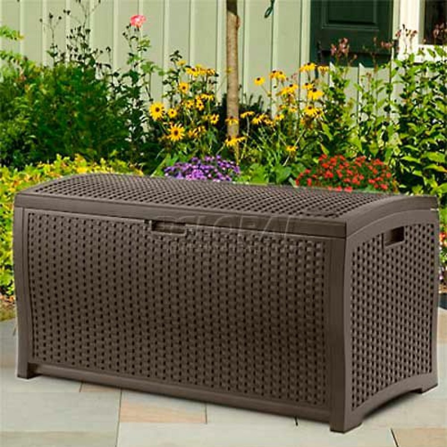 Containers & Organizers * | Suncast Wicker Deck Box, 92 Gallon