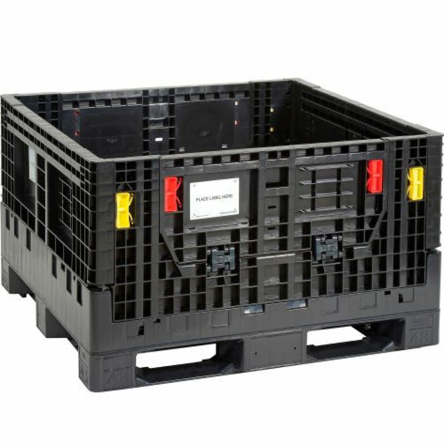 Containers & Organizers * | Global Industrial Folding Bulk Shipping Container, 48"Lx45"Wx27"H, 1500 Lb. Capacity, Black