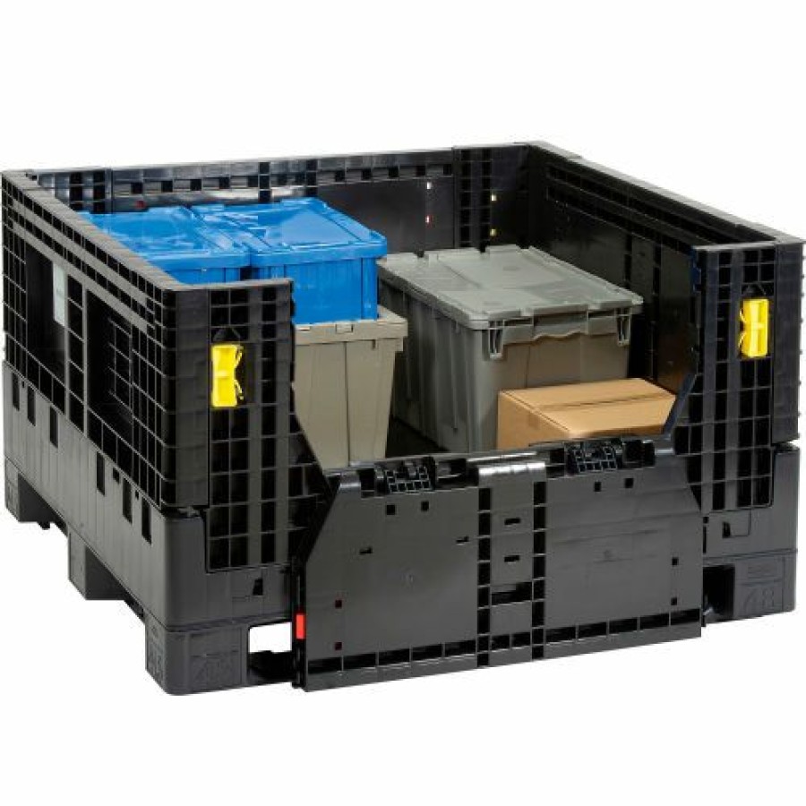 Containers & Organizers * | Global Industrial Folding Bulk Shipping Container, 48"Lx45"Wx27"H, 1500 Lb. Capacity, Black