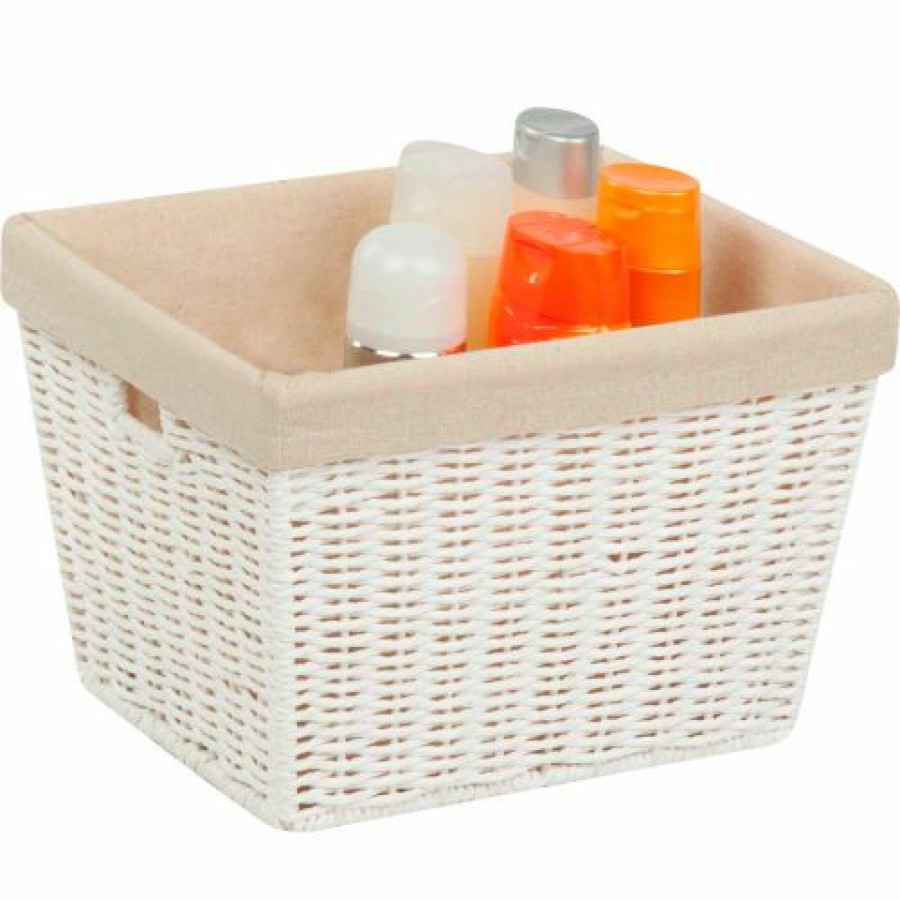 Containers & Organizers * | Honey-Can-Do Paper Rope Storage Tote With Liner White 12"L X 10"W X 8"H Pkg Qty 2