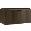 Containers & Organizers * | Suncast Bmdb12000 Resin Wicker Outdoor Storage Deck Box 124 Gallon 52-3/4"L X 29"W X 26"H Java