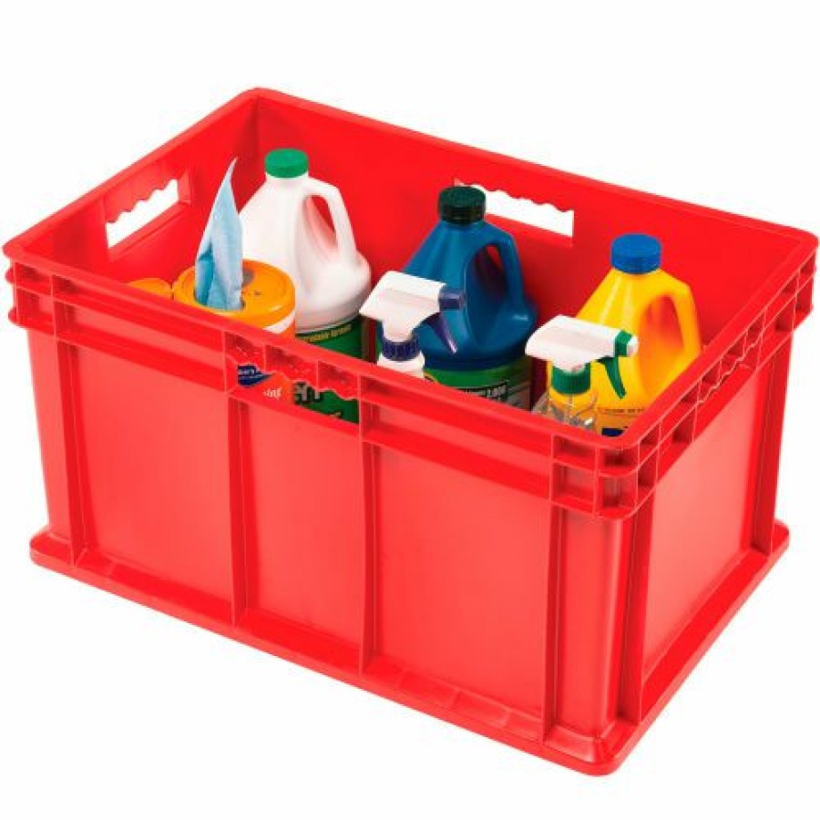 Containers & Organizers * | Global Industrial Solid Straight Wall Container, 23-3/4"Lx15-3/4"Wx12-1/4"H, Red Pkg Qty 3