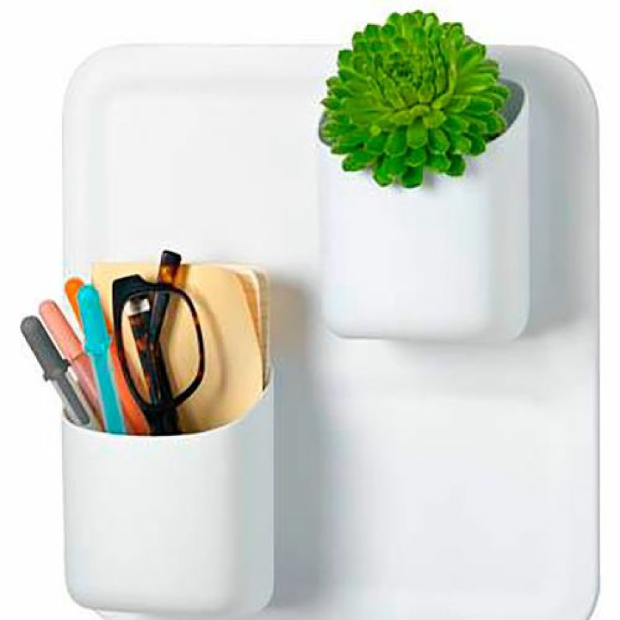 Containers & Organizers * | Honey-Can-Do 3-Piece Magnetic Wall Container Set White