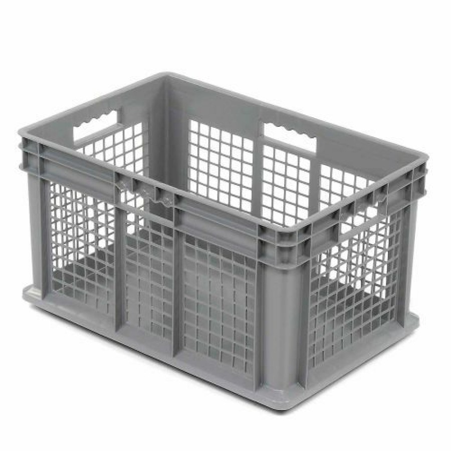 Containers & Organizers * | Global Industrial Mesh Straight Wall Container, Solid Base, 23-3/4"Lx15-3/4"Wx12-1/4"H, Gray Pkg Qty 3