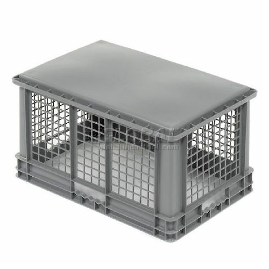 Containers & Organizers * | Global Industrial Mesh Straight Wall Container, Solid Base, 23-3/4"Lx15-3/4"Wx12-1/4"H, Gray Pkg Qty 3