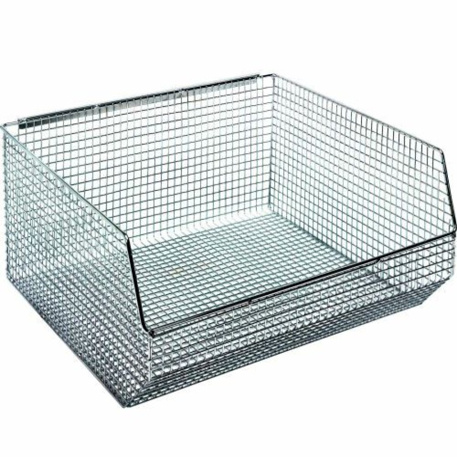 Containers & Organizers * | Quantum Storage Systems Quantum Chrome Wire Mesh Bin Qmb550C 16-1/4"W X 14-1/2"D X 7"H Pkg Qty 5