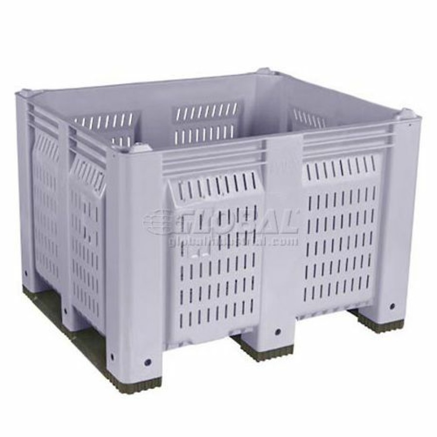 Containers & Organizers * | Decade M40Pgy3 Pallet Container Vented Wall 48X40X31 Short Side Runners Gray 1500 Lb Capacity