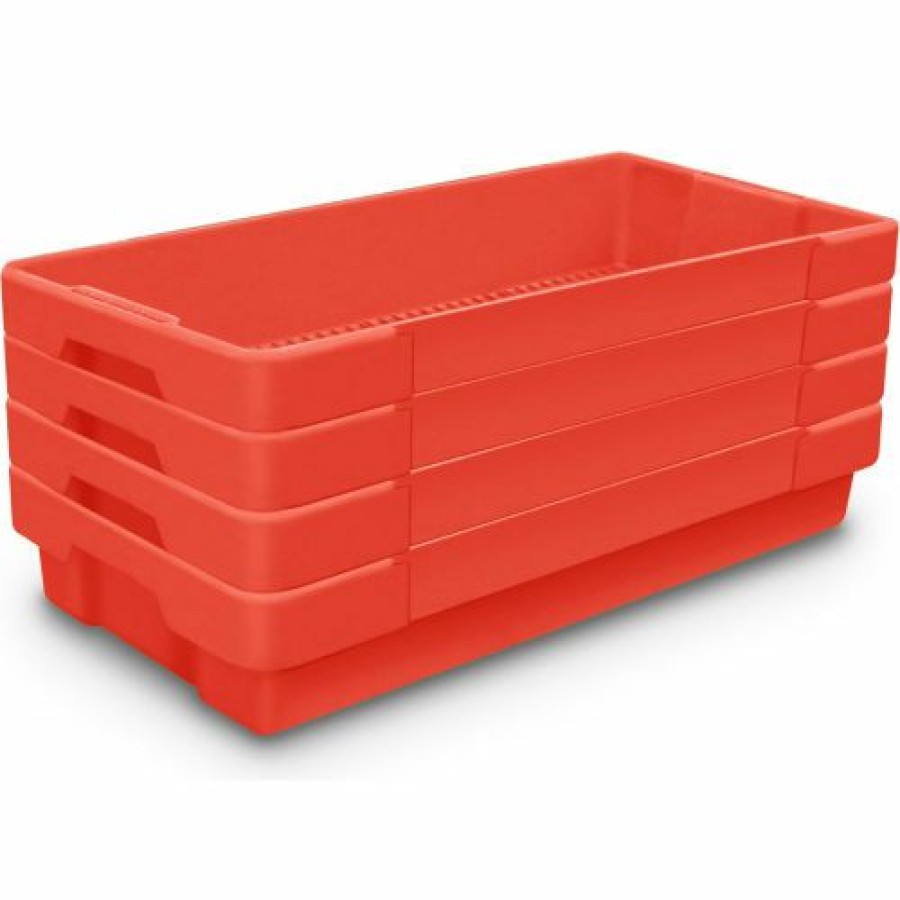 Containers & Organizers * | United Visual Products Plastic Utility Tray Red 26" L X 12-1/2" W X 4-1/2 H Pkg Qty 5