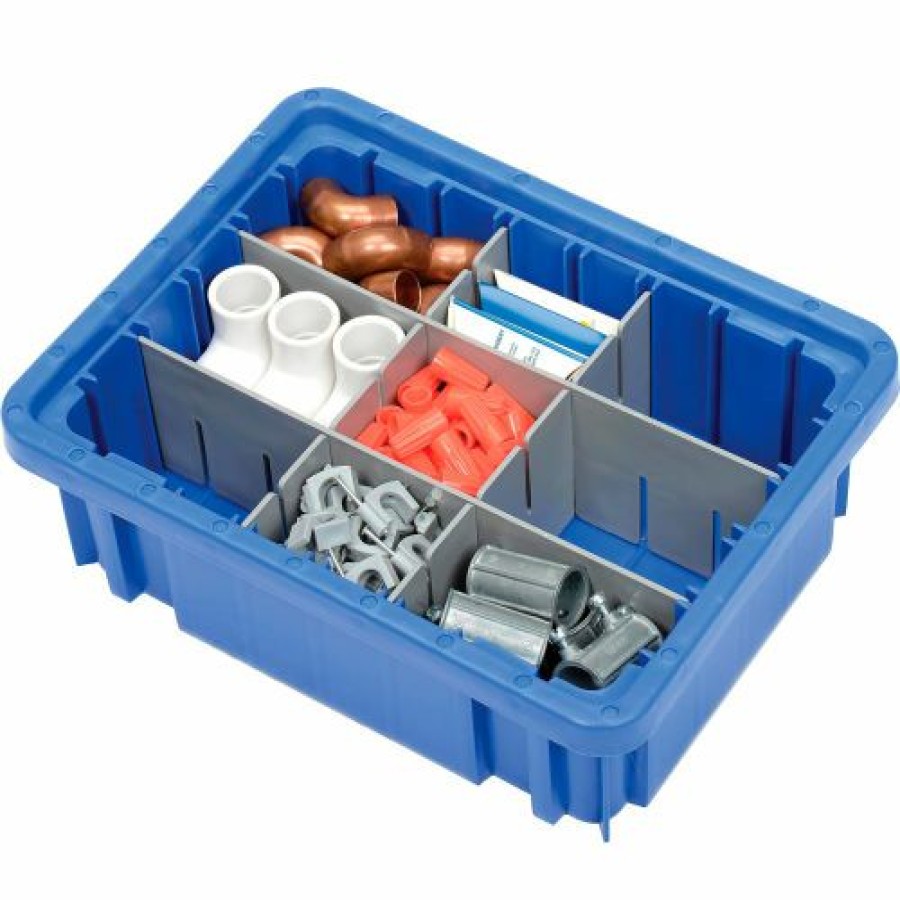 Containers & Organizers * | Global Industrial Plastic Dividable Grid Container Dg91035,10-7/8"L X 8-1/4"W X 3-1/2"H, Blue Pkg Qty 20