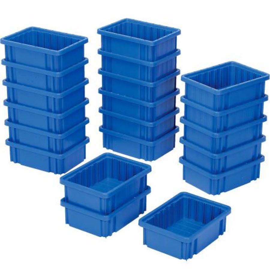 Containers & Organizers * | Global Industrial Plastic Dividable Grid Container Dg91035,10-7/8"L X 8-1/4"W X 3-1/2"H, Blue Pkg Qty 20