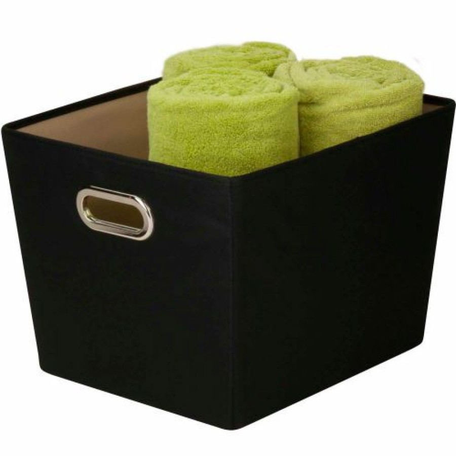 Containers & Organizers * | Honey-Can-Do Medium Decorative Storage Bin With Handles, Black Pkg Qty 2