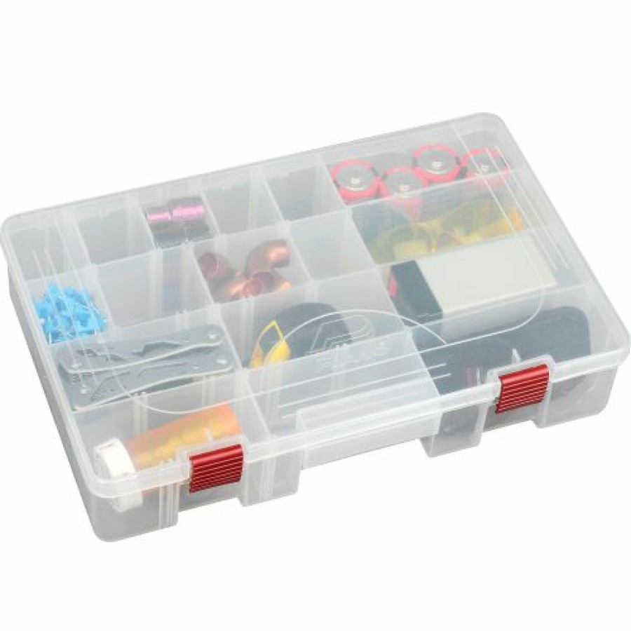 Containers & Organizers * | Plano Molding Plano Prolatch Stowaway 6-21 Adjustable Compartment Box, 14"Wx9-1/8"Dx2-13/16"H, Clear Pkg Qty 3