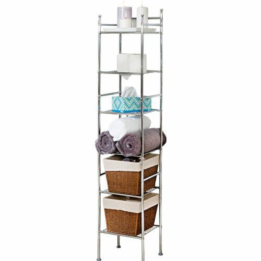 Containers & Organizers * | Honey-Can-Do 6-Tier Bathroom Storage Shelf 12-1/2"L X 11"W X 60"H Chrome