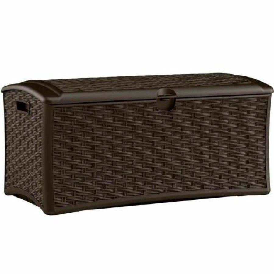 Containers & Organizers * | Suncast Dbw7000 Resin Wicker Outdoor Storage Deck Box 71.7 Gallon 47-1/2"L X 23-1/2"W X 21-1/2"H