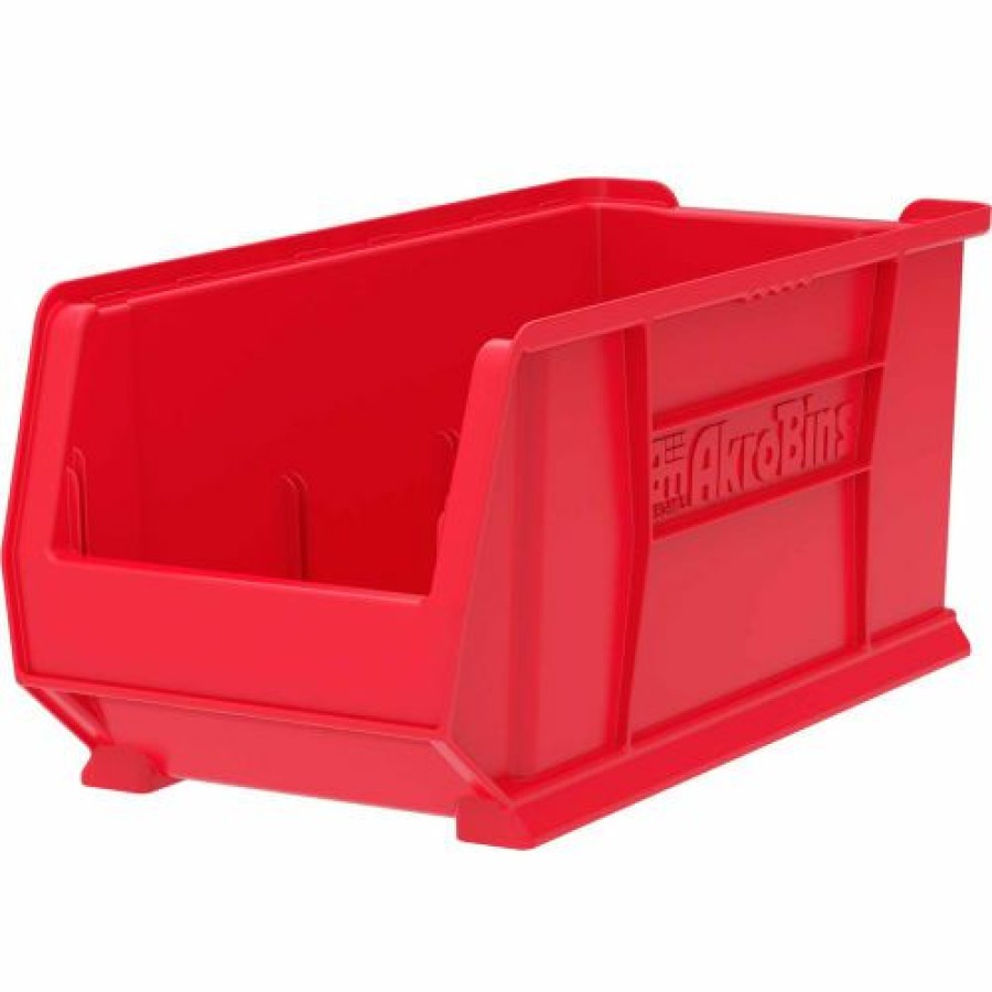 Containers & Organizers * | Akro-Mils Super-Size Akrobin Plastic Stacking Bin, 11"W X 23-7/8"D X 10"H, Red Pkg Qty 4