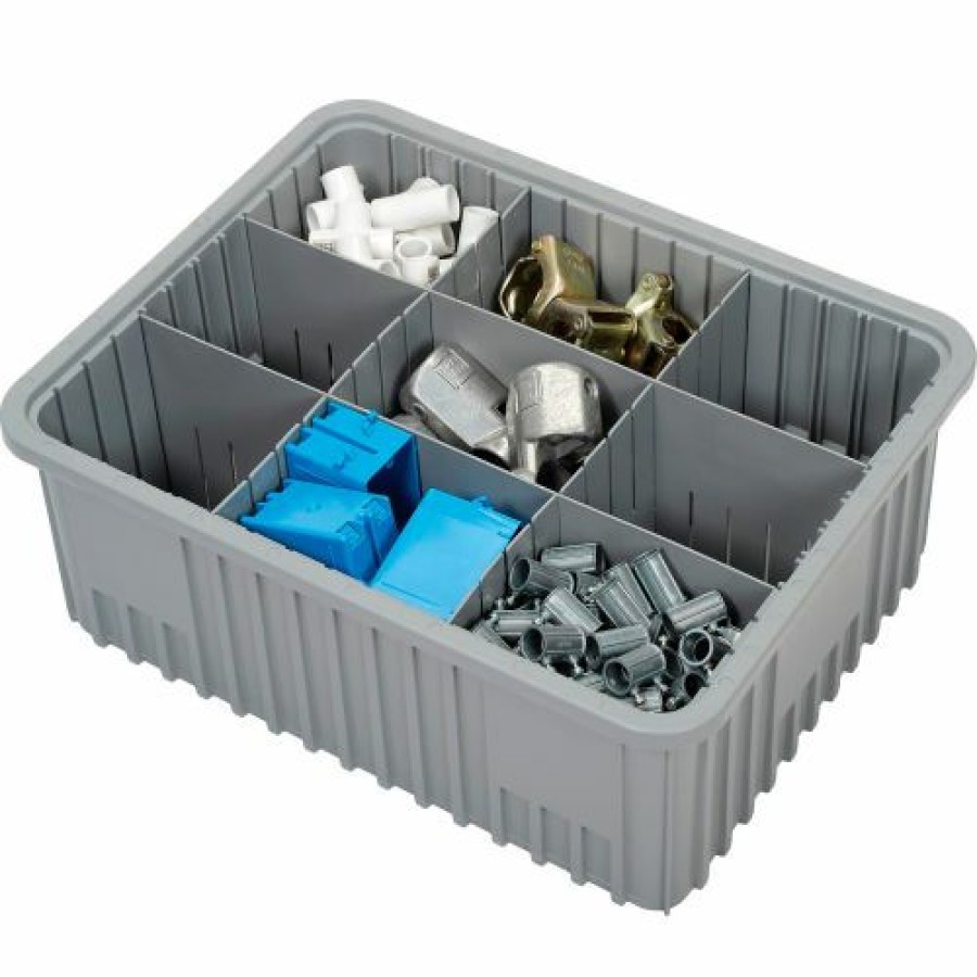 Containers & Organizers * | Global Industrial Plastic Dividable Grid Container Dg93080, 22-1/2"L X 17-1/2"W X 8"H, Gray Pkg Qty 3