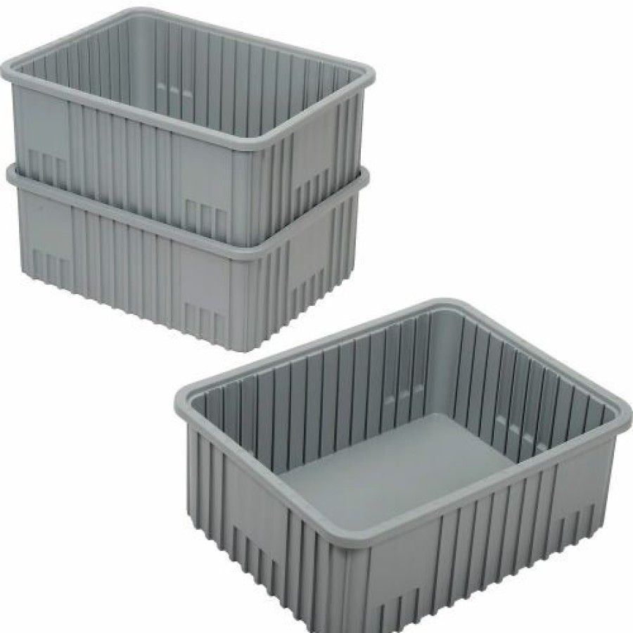 Containers & Organizers * | Global Industrial Plastic Dividable Grid Container Dg93080, 22-1/2"L X 17-1/2"W X 8"H, Gray Pkg Qty 3