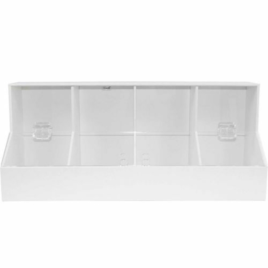 Containers & Organizers * | Trippnt White Pvc/Acrylic X-Large Dispensing Bin With 4 Compartments, 26"W X 8"D X 9"H