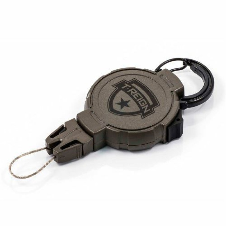 Containers & Organizers * | T-Reign Hunting Retractable Gear Tether 0Tr0-025 Large 48"Extention Od Green Carabiner