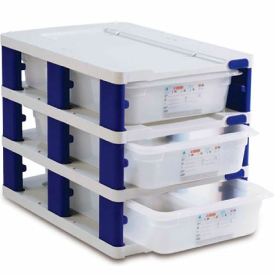 Containers & Organizers * | Araven 18227 Food Storage Container Tower, Pp, Holds (3) 1/1 Size Containers, White & Blue