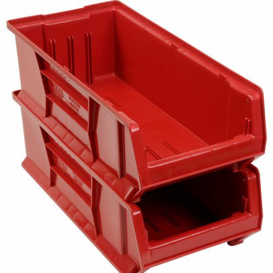 Containers & Organizers * | Quantum Storage Systems Quantum Plastic Hulk Stacking Bin, 11"W X 24"D X 7"H, Red Pkg Qty 4