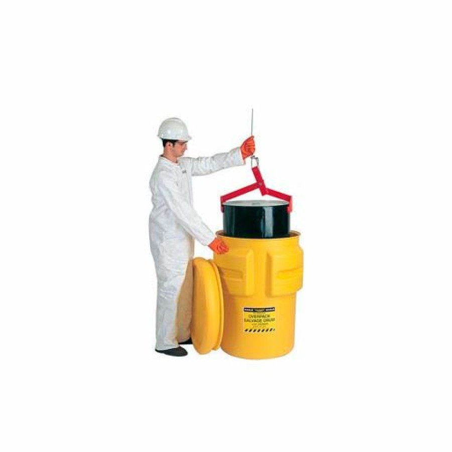 Containers & Organizers * | Eagle Mfg Eagle 1695 Plastic Salvage Drum 95 Gallon Yellow With Metal Band & Bolt