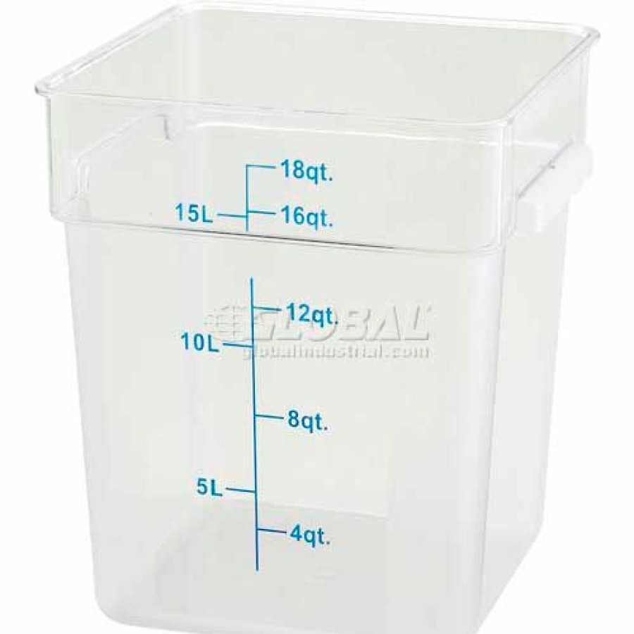 Containers & Organizers * | Winco Pcsc-18C Square Storage Container, 18 Qt, Clear, Polycarbonate Pkg Qty 12