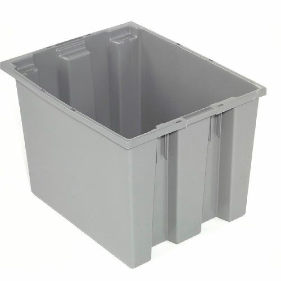 Containers & Organizers * | Akro-Mils Nest & Stack Tote 35190 19-1/2"L X 15-1/2"W X 10"H, Gray Pkg Qty 6