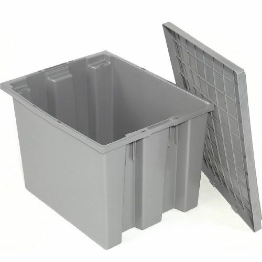 Containers & Organizers * | Akro-Mils Nest & Stack Tote 35190 19-1/2"L X 15-1/2"W X 10"H, Gray Pkg Qty 6