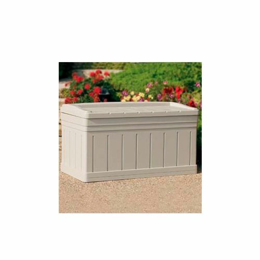 Containers & Organizers * | Suncast Db9750 Premium Deck Box With Seat 129 Gallon