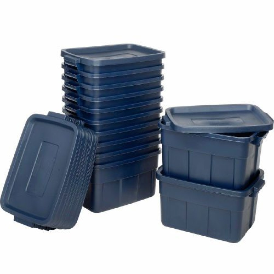 Containers & Organizers * | Rubbermaid Roughneck Tote 14 Gallon 23-7/8 X 15-7/8 X 12-1/4 Dark Indigo Metallic Pkg Qty 6