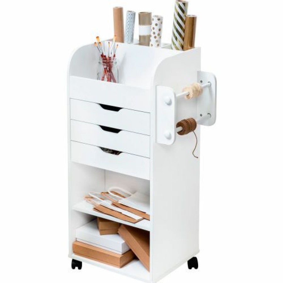 Containers & Organizers * | Honey-Can-Do Rolling Craft Storage Cart 3 Drawer, 2 Shelf, 19-5/16 X 13-5/8 X 33-3/4 White