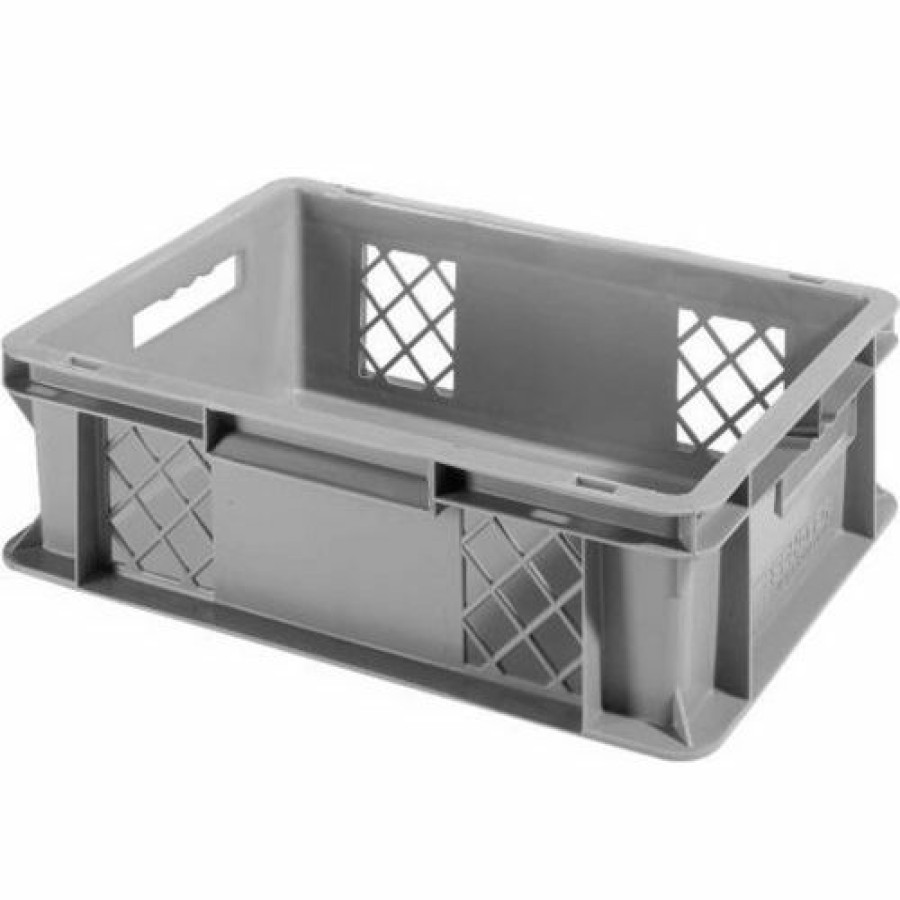 Containers & Organizers * | Ssi Schaefer Euro-Fix Solid Base/Mesh Sides Container Ef4121 15-3/4" X 11-7/8" X 4-3/4", Gray